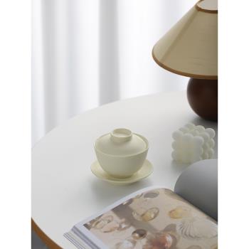 宜集堂INS奶油蓋碗功夫泡茶杯手抓壺陶瓷單個日式簡約家用茶具