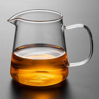 直形公杯公道杯玻璃茶漏套裝側把分茶器加厚耐熱大容量高檔分茶杯