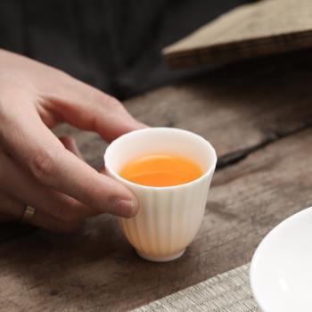 德化羊脂玉白瓷茶杯茶具家用功夫單個主人杯陶瓷普洱品茗杯喝茶盞