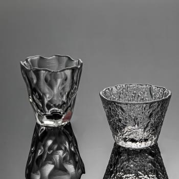 日式錘紋玻璃杯功夫茶杯耐熱水晶透明小杯子品茗杯茶具單杯主人碗