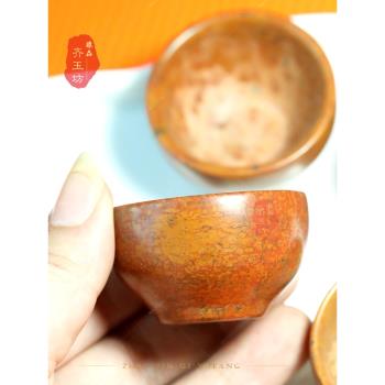 正品泗濱砭石茶杯正宗泗水紅砭石水杯改善水質酸堿度保健養生杯子