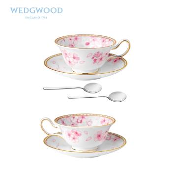 英國Wedgwood Spring Blossom櫻花春蕾2杯2碟2勺 骨瓷紅茶杯婚慶