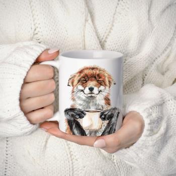 可愛動物手繪咖啡馬克杯狐貍貓咪羊駝早餐杯家用辦公水杯茶杯禮物