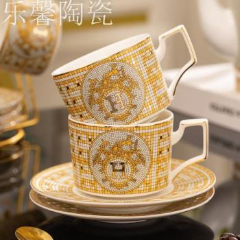 金色輕奢英式下午茶精緻咖啡杯