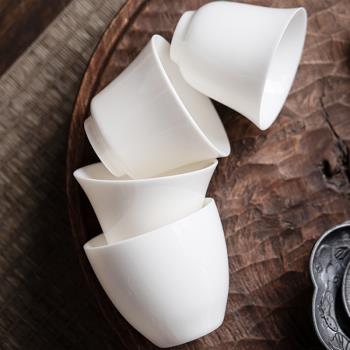 德化白瓷主人小茶杯純色大品茗杯陶瓷普洱個人單杯功夫茶具零配件