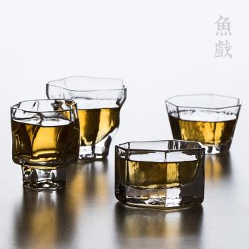 魚戲日式錘紋耐熱玻璃透明品茗杯
