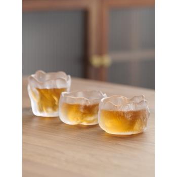 蓮花玻璃杯墊 中式加厚耐熱磨損品茗杯 個人專用功夫茶杯單個小號