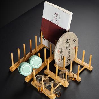 日式家用杯子茶具木製倒掛瀝水水杯架子防塵茶杯玻璃杯創意收納