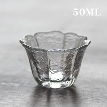 中式玻璃小茶杯 日式日本手工錘目紋加厚玻璃杯品茗杯 功夫茶具