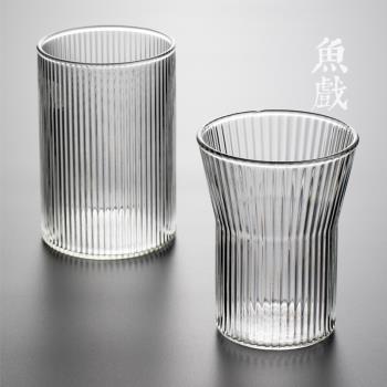 日式透明家用耐熱筋紋單個玻璃杯