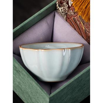 天青汝窯主人杯家用陶瓷單杯功夫茶具單個茶碗品茗杯個人專用茶杯