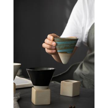 創意咖啡杯子日式復古粗陶拿鐵拉花杯家用陶瓷下午茶杯馬克杯水杯