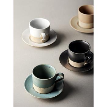 九土日式咖啡杯碟套裝手工粗陶意式濃縮咖啡杯子個性簡約下午茶杯