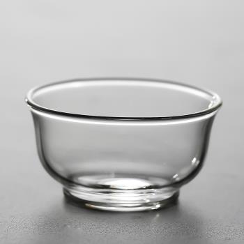 玻璃耐熱小茶杯家用功夫茶具配件透明杯套裝主人杯大號單杯品茗杯