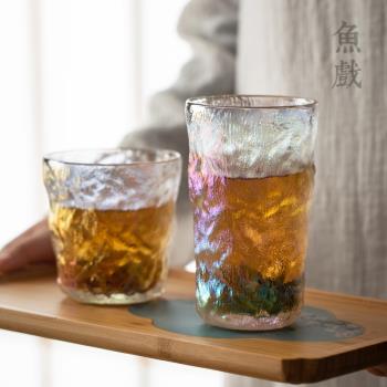 日式加厚玻璃杯家用透明水杯冰川杯威士忌酒杯果汁牛奶咖啡杯茶杯