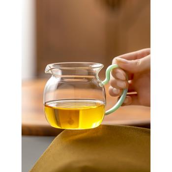 玻璃公道杯加厚耐熱側把公杯高檔日式功夫茶具茶海泡茶杯分茶器