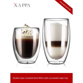 NAPPA雙層耐熱玻璃水杯 創意簡約杯子牛奶杯啤酒杯茶杯家用果汁杯