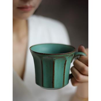 日式手工馬克杯粗陶復古咖啡杯簡約陶瓷情侶杯藝術杯家用下午茶杯