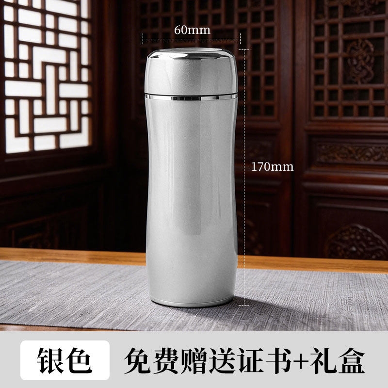 銀水杯999純銀內膽保溫杯足銀保齡球雪花銀茶杯男士女士小巧便攜|保溫杯