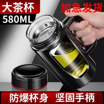 大容量帶手柄茶杯男個人專用玻璃杯辦公室耐高溫水杯防摔泡茶杯子