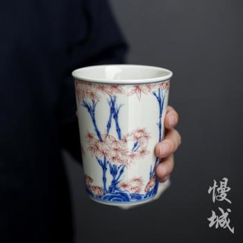 陶瓷茶杯個人大容量辦公青花瓷