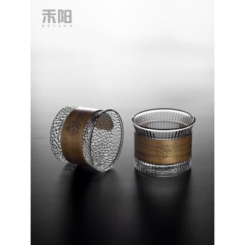 禾陽 錘紋玻璃茶杯家用喝茶水杯大號品茗杯日式防燙功夫茶杯茶盞