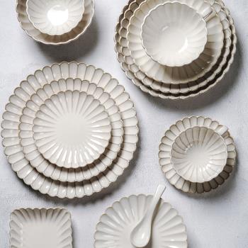 日式創意復古菊皿陶瓷餐具家用ins中西餐菜盤碟子牛排深湯盤飯碗
