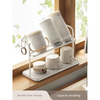 杯架家用桌面雙層水杯茶杯茶具收納架瀝水盤杯子咖啡杯收納置物架