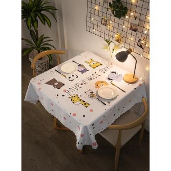 正方形桌布防水防油免洗家用卡通餐桌墊方桌桌布高級小方桌正方形