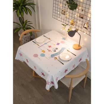 正方形桌布免洗防油防水家用餐桌方桌桌布輕奢高級感小桌布正方形