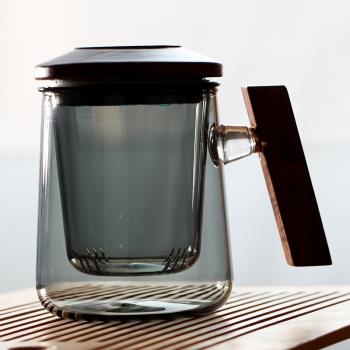 影青耐熱玻璃茶杯茶水分離玻璃杯