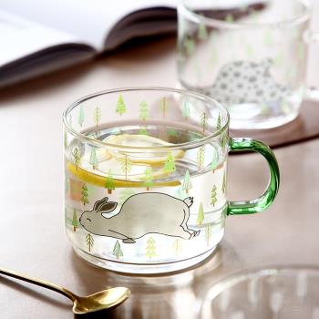 卡通杯子女可愛少女玻璃杯家用創意簡約喝水杯客廳小清新下午茶杯