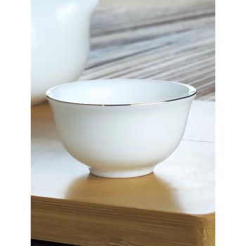 小羊脂金邊30ML 茶杯女個人專用白瓷潮汕功夫茶杯6只裝羊脂玉茶杯
