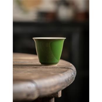 仿古品茗杯祖母綠陶瓷功夫茶具手工茶杯家用主人杯單杯單色小客杯