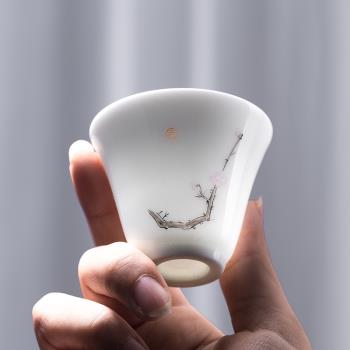 閑雲堂品杯景德鎮陶瓷品茗杯主人杯手繪白瓷單杯功夫茶具小茶杯
