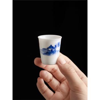 陶福氣 國風手繪功夫茶具茶杯 家用陶瓷白瓷品茗聞香杯主人杯單杯