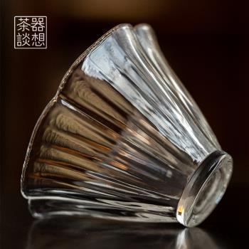 器想茶談耐熱玻璃日式小茶杯透明品茗杯花瓣主人杯單杯個人杯茶具