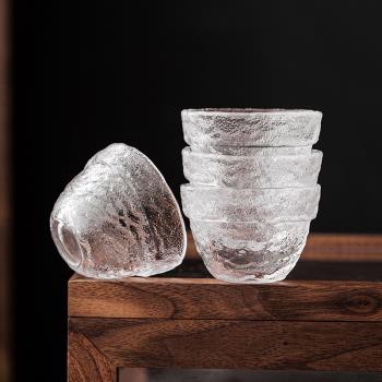 冰紋玻璃茶杯主人杯單杯日式功夫泡茶具小茶杯透明手工品茗杯茶碗