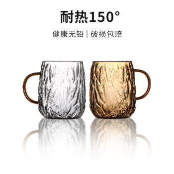 小眾設計杯子ins復古透明玻璃水杯女夏日式咖啡茶杯情侶高顏值圓