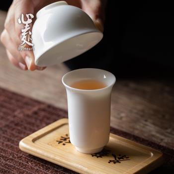 羊脂玉瓷聞香杯三件套品茗杯套裝陶瓷小茶杯茶道茶藝專用功夫茶具