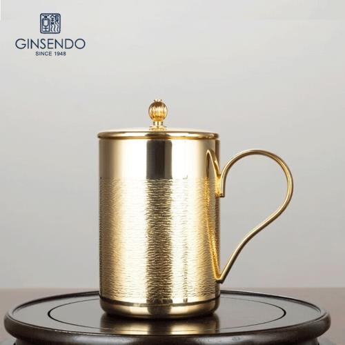 銀杯子GINSENDO銀川堂手工中式泡茶杯辦公馬克杯雙層大容量銀水杯
