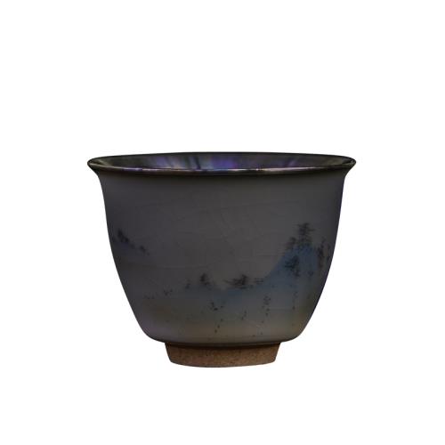 手工包銀杯999純銀主人杯單杯品茗杯景德鎮陶瓷銀茶杯山水銀杯子|茶杯