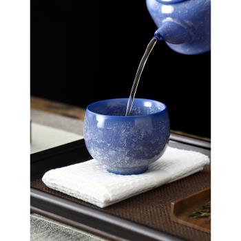 康樂品林心如大師克萊因藍冰裂紋主人杯單杯陶瓷開片茶杯功夫茶具