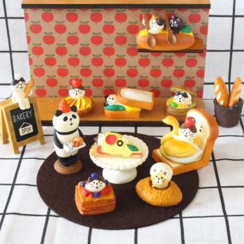 日式ZAKKA貓咪噄茶店甜品面包烘焙熊貓場景食玩治愈小擺件decole