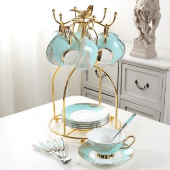 歐式小奢華骨瓷咖啡杯家用花茶杯套裝簡約英式下午茶茶具陶瓷杯子