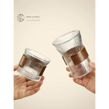 水陽光茶杯家用喝茶水杯個人專用功夫茶杯防燙玻璃茶杯品茗主人杯