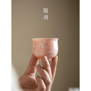 陶瓷茶杯茶具羊脂玉功夫品茗杯主人杯單杯簡約家用白瓷泡茶碗茶盞