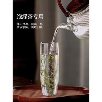 小眾綠茶杯專用水杯高階感高顏值花茶杯泡茶玻璃杯耐高溫創意杯子