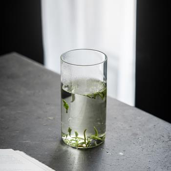 耐熱玻璃杯加厚底耐高溫直筒綠茶杯透明果汁水杯家用辦公室可微波