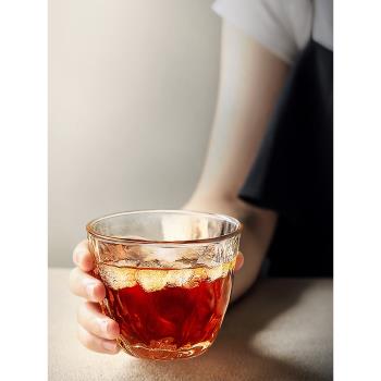 日式錘紋玻璃杯耐熱家用水杯手工加厚咖啡杯威士忌酒杯簡約茶杯